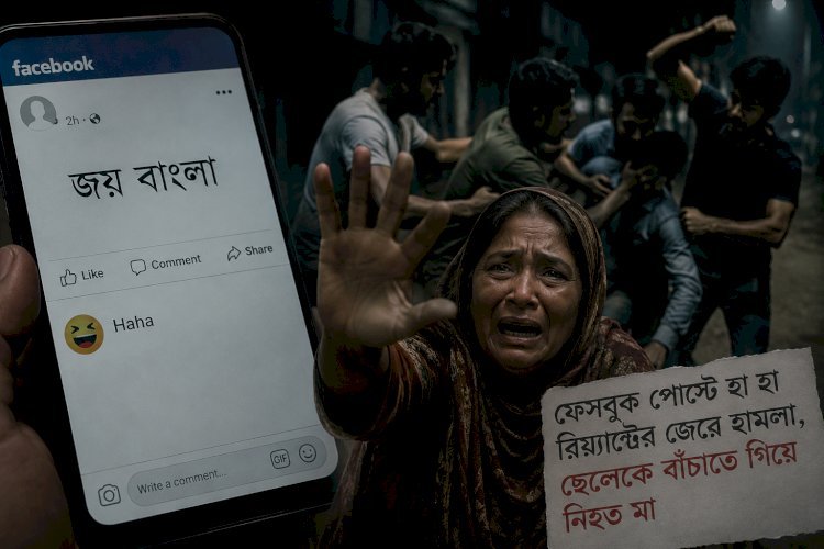 ফেসবুকের ‘হা হা’র রাজনীতি: এক ক্লিক, এক লাশ, এক অস্থির সমাজের চিত্র
